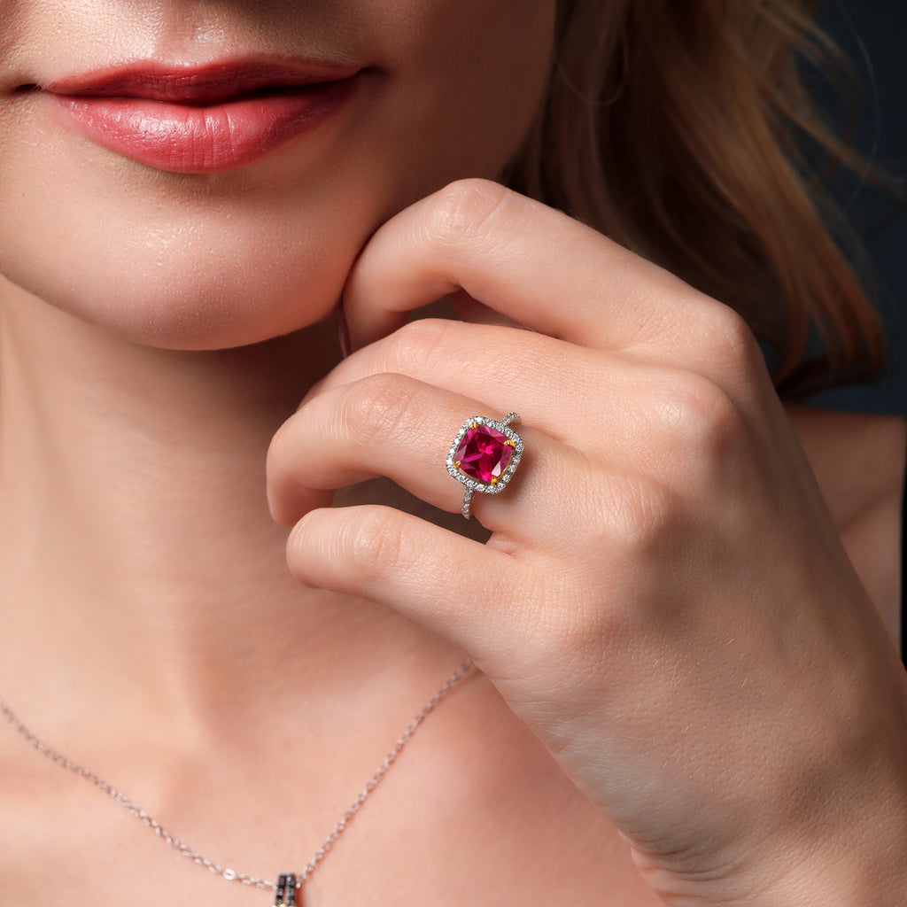 Created Ruby - July_6_Ring in 925 Sterling Silver and 10K Yellow Gold