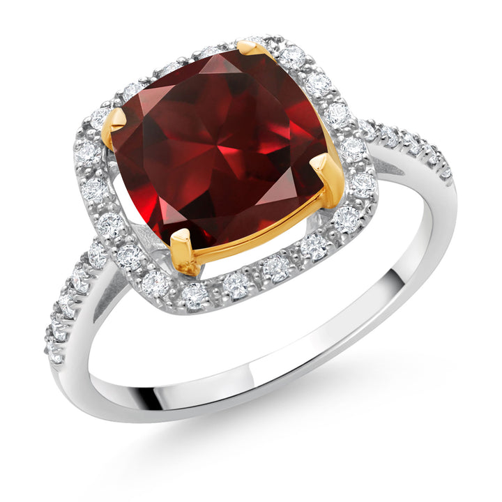 Garnet - January_5_Ring in 925 Sterling Silver and 10K Yellow Gold