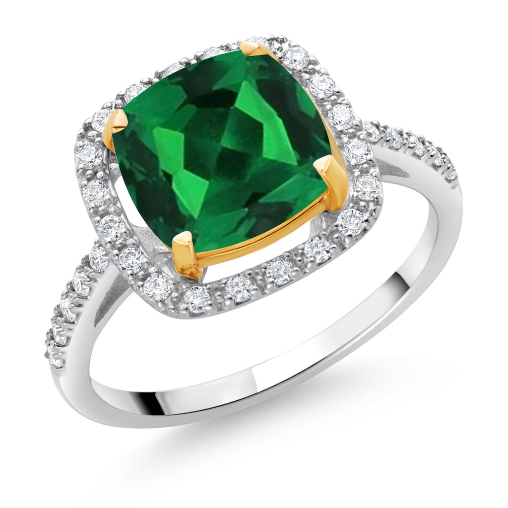 Nano Emerald - May_7_Ring in 925 Sterling Silver and 10K Yellow Gold