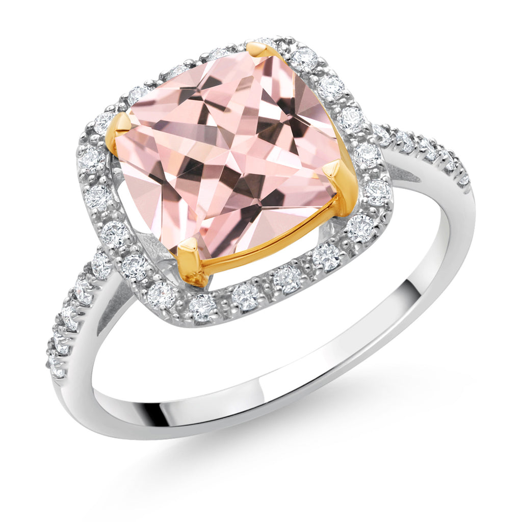 Nano Morganite - October_7_Ring in 925 Sterling Silver and 10K Yellow Gold