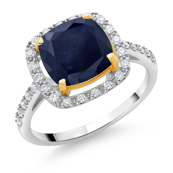 Blue Sapphire - September_5_Ring in 925 Sterling Silver and 10K Yellow Gold