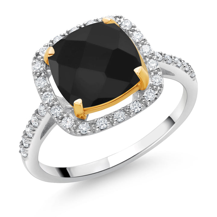 Onyx - December_5_Ring in 925 Sterling Silver and 10K Yellow Gold