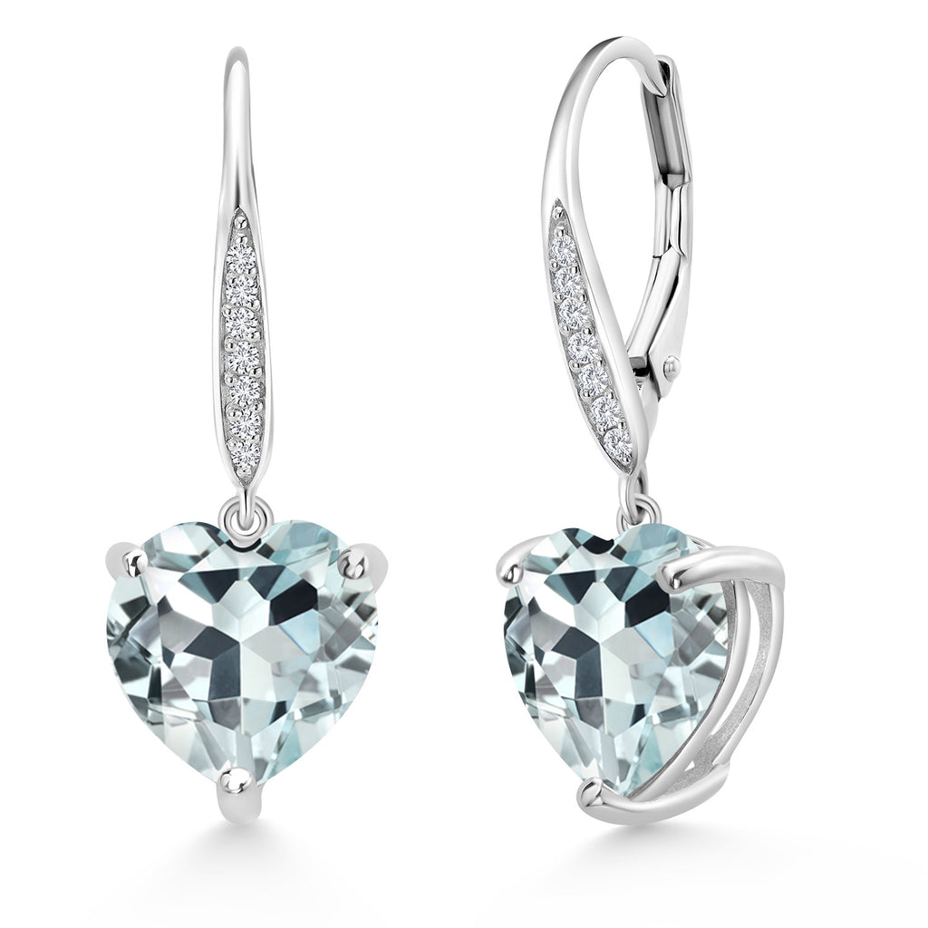 Created Aquamarine - March_Earrings in 925 Sterling Silver