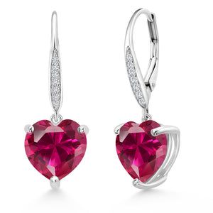 Created Ruby - July_Earrings in 925 Sterling Silver