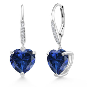 Blue Created Sapphire - September_Earrings in 925 Sterling Silver