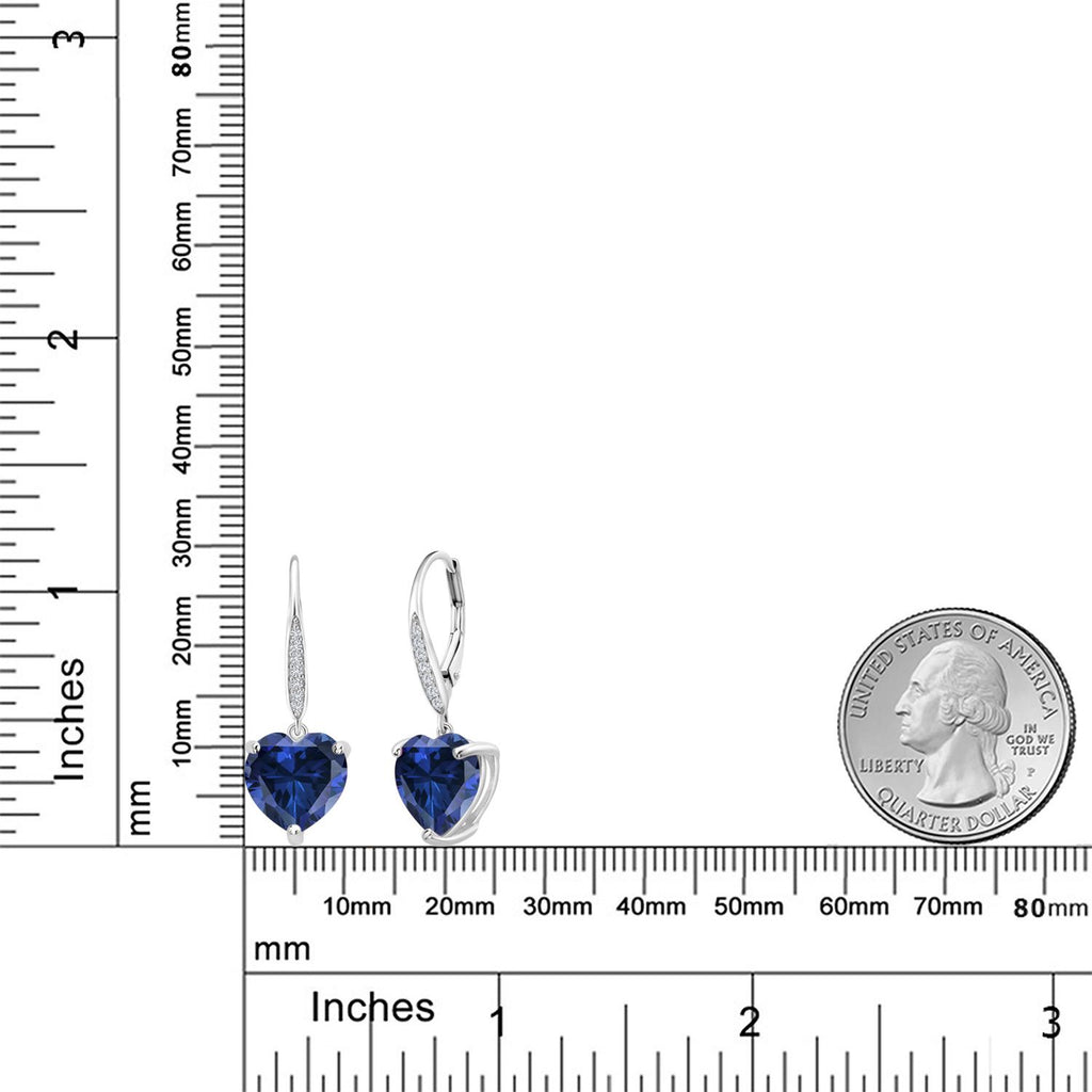 Blue Created Sapphire - September_Earrings in 925 Sterling Silver