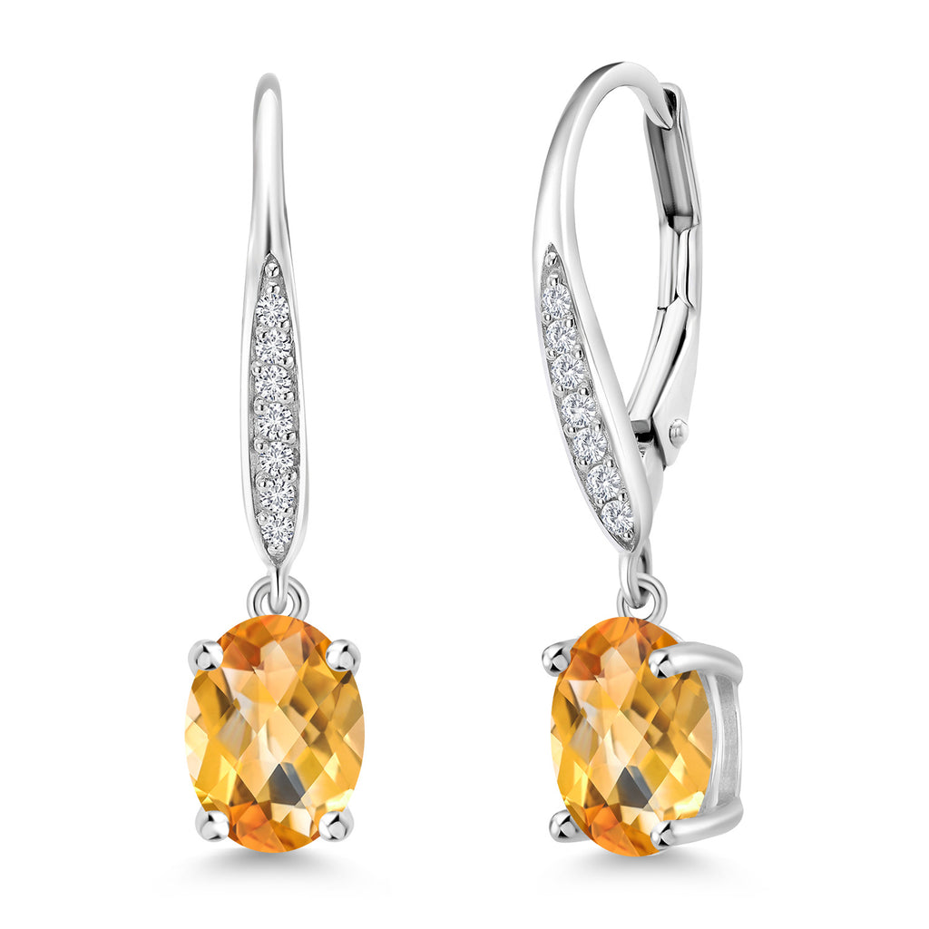 Citrine-Checkerboard - November_Earrings in 925 Sterling Silver