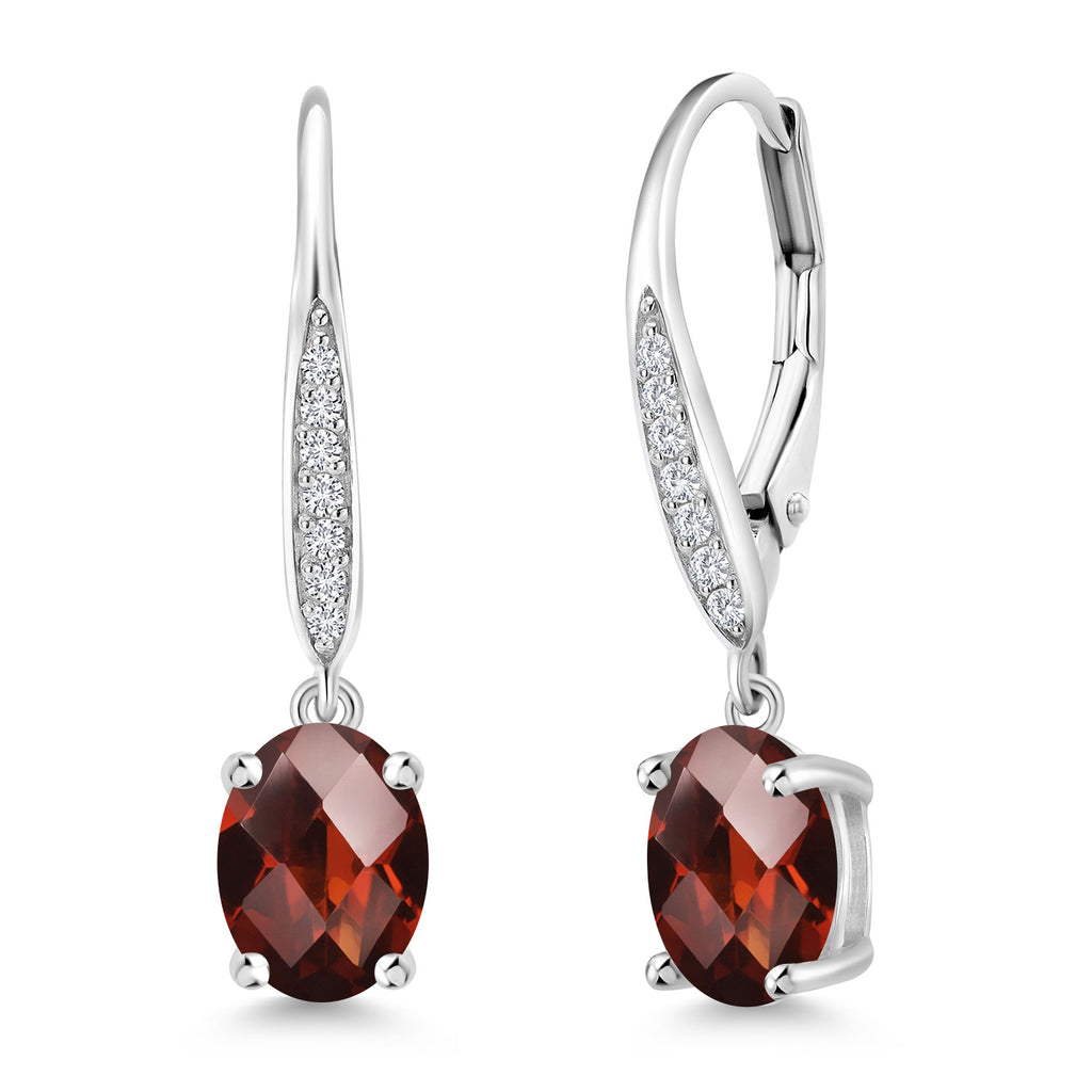 Garnet-Checkerboard - January_Earrings in 925 Sterling Silver