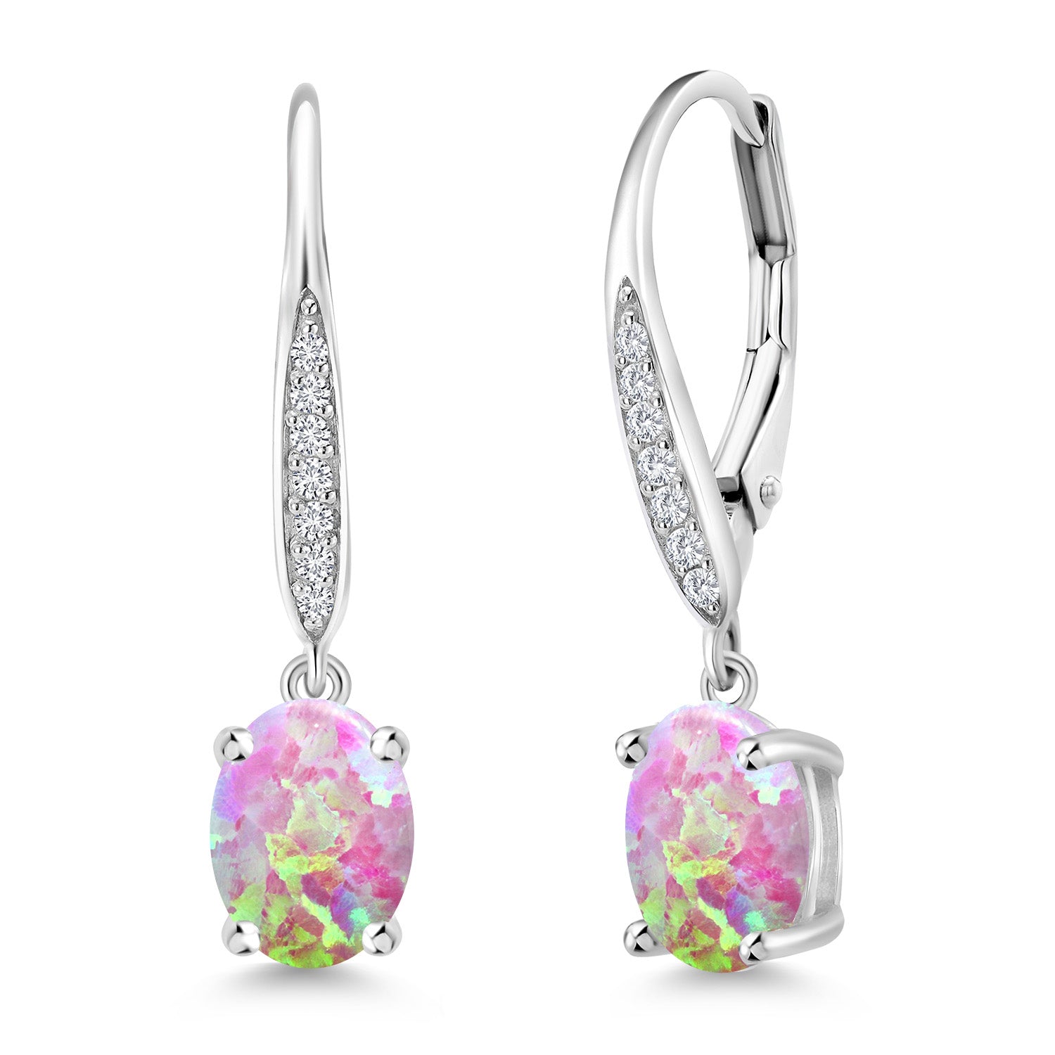 Pink Opal - October_Earrings in 925 Sterling Silver