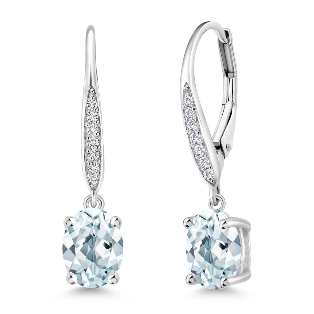 Aquamarine - March_Earrings in 925 Sterling Silver