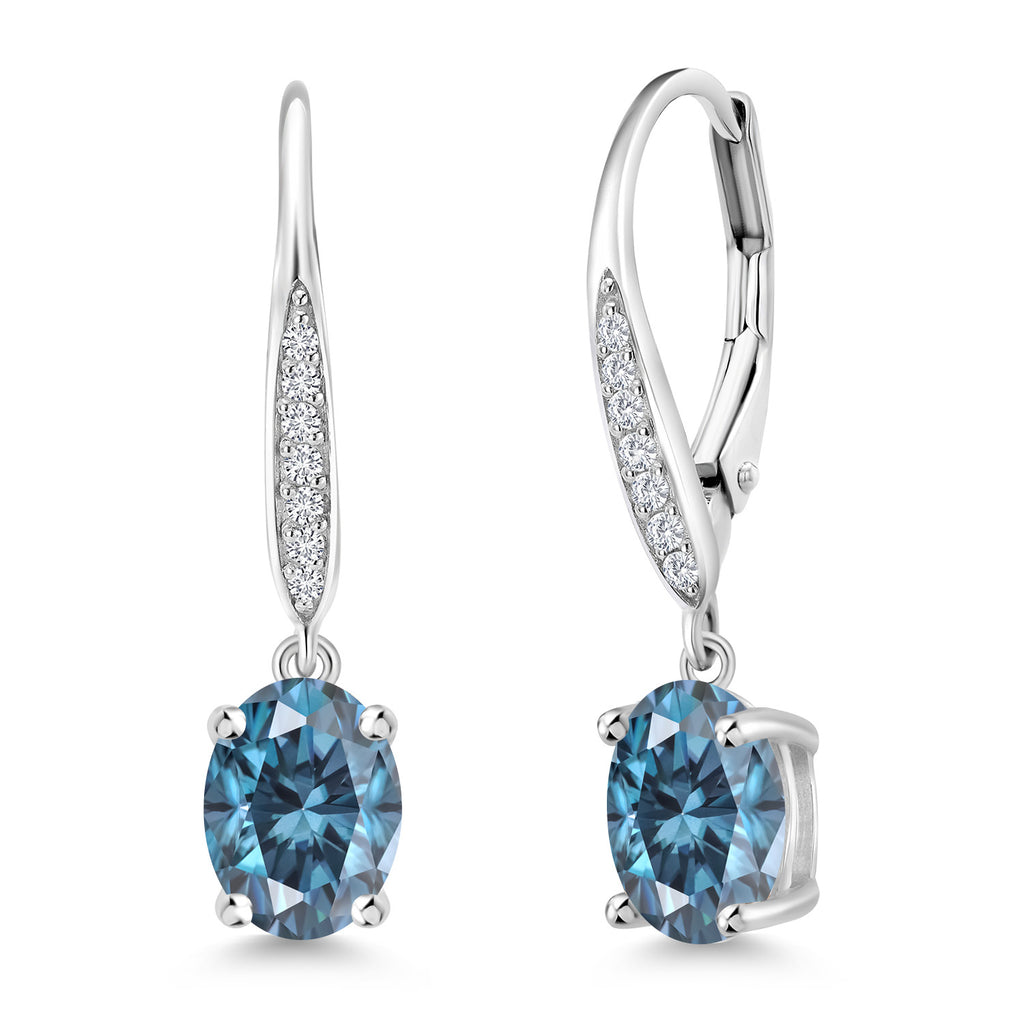Persian Blue Moissanite - April_Earrings in 925 Sterling Silver