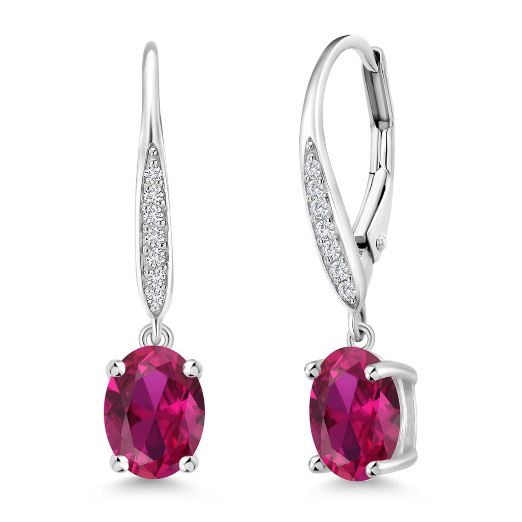 Created Ruby - July_Earrings in 925 Sterling Silver