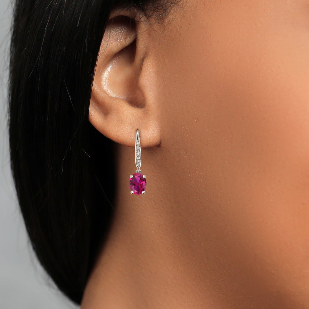 Created Ruby - July_Earrings in 925 Sterling Silver