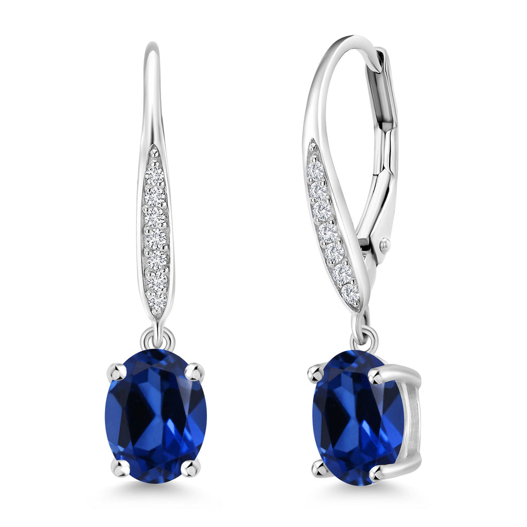 Created Sapphire - September_Earrings in 925 Sterling Silver
