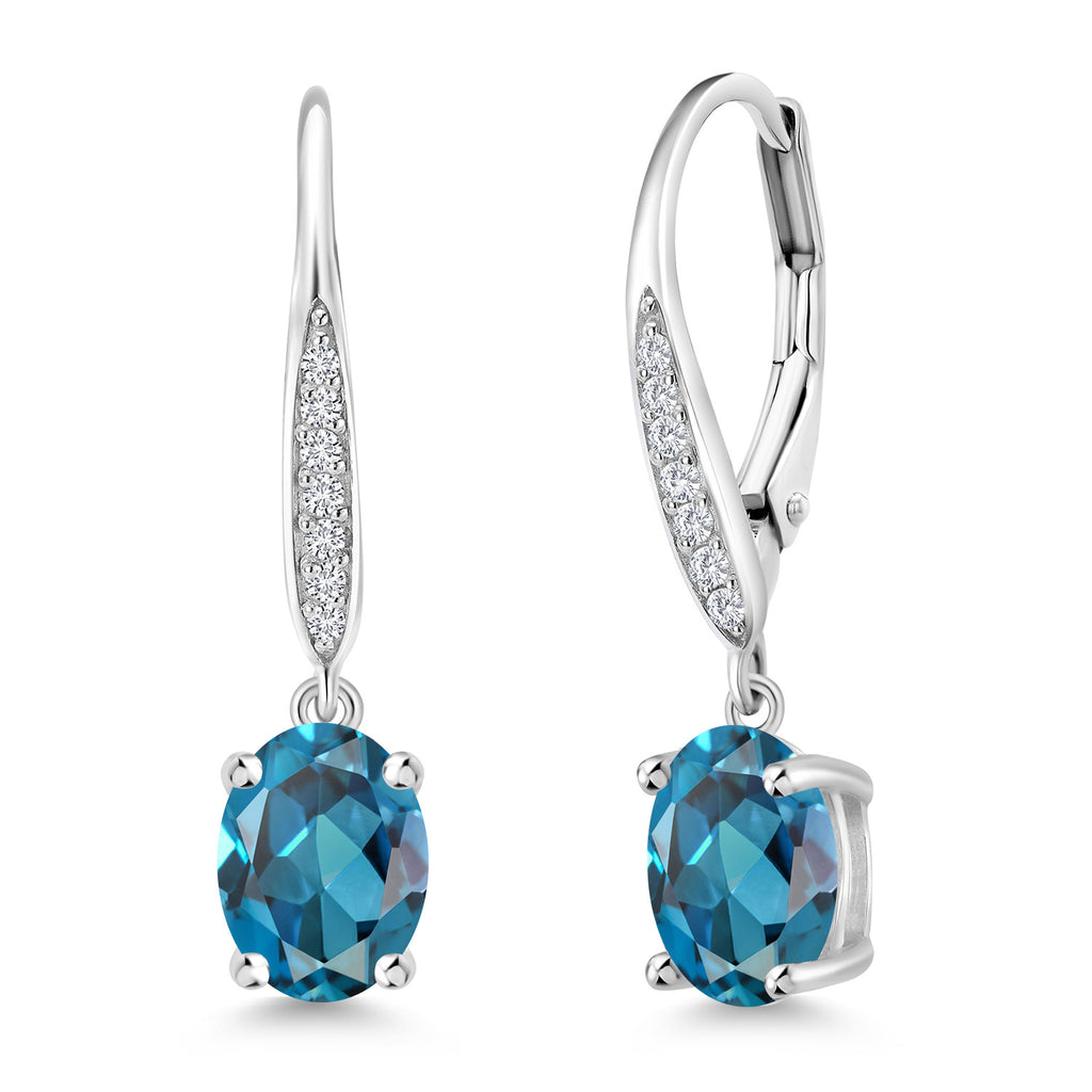 London Blue Topaz - November_Earrings in 925 Sterling Silver
