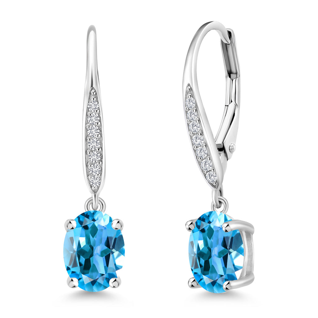 Swiss Blue Topaz - November_Earrings in 925 Sterling Silver