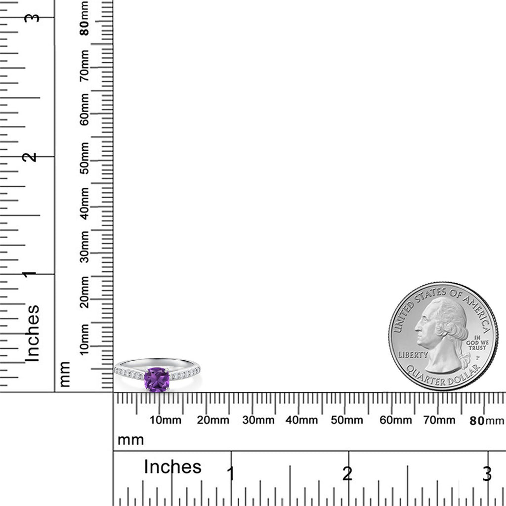 Amethyst and Lab Grown Diamond_5_Ring in 10K White Gold