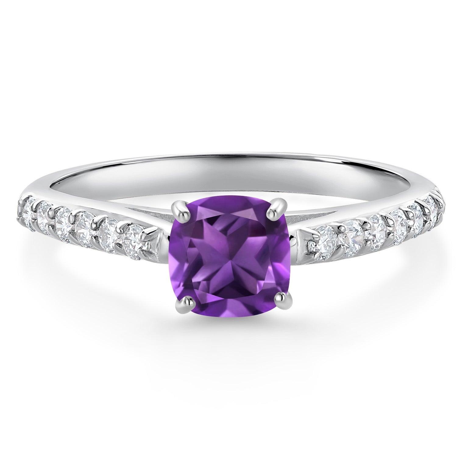 Amethyst and Lab Grown Diamond_5_Ring in 10K White Gold