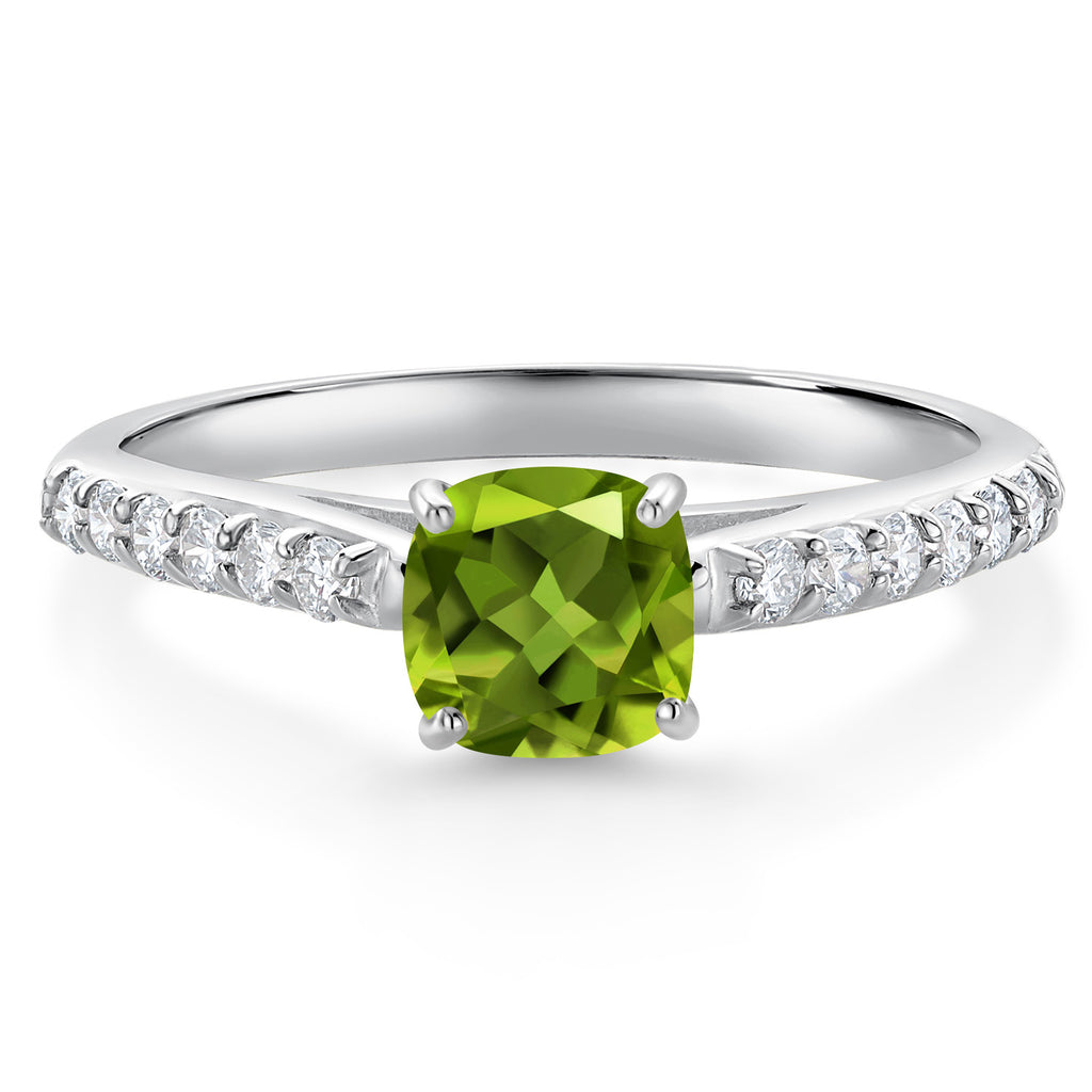 Peridot - August_8_Ring in 10K White Gold