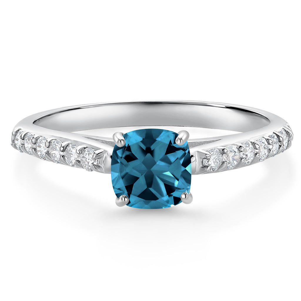 London Blue Topaz - November_9_Ring in 10K White Gold