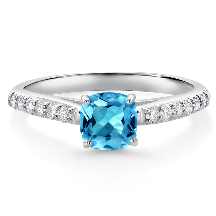 Swiss Blue Topaz - November_5_Ring in 10K White Gold