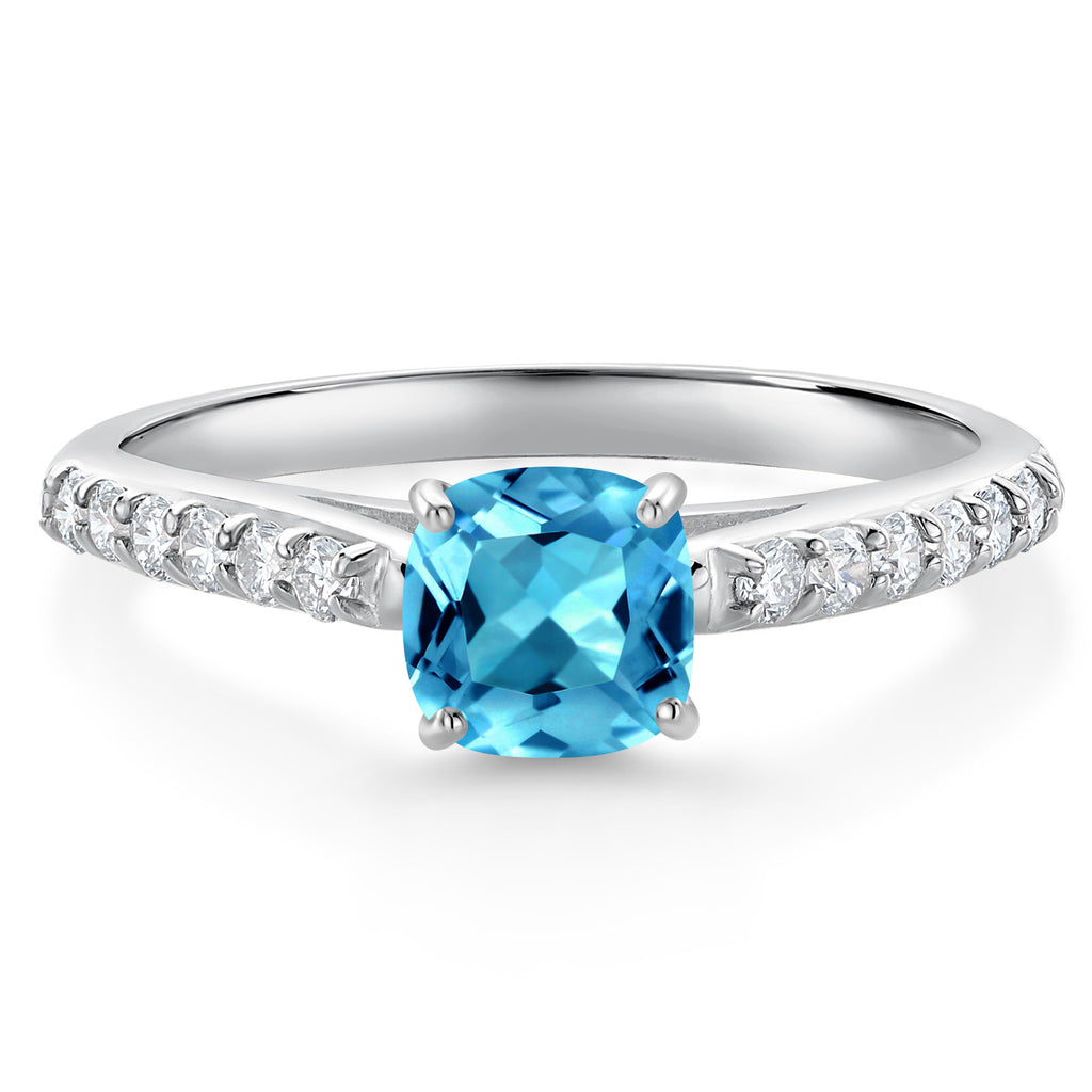 Swiss Blue Topaz - November_9_Ring in 10K White Gold