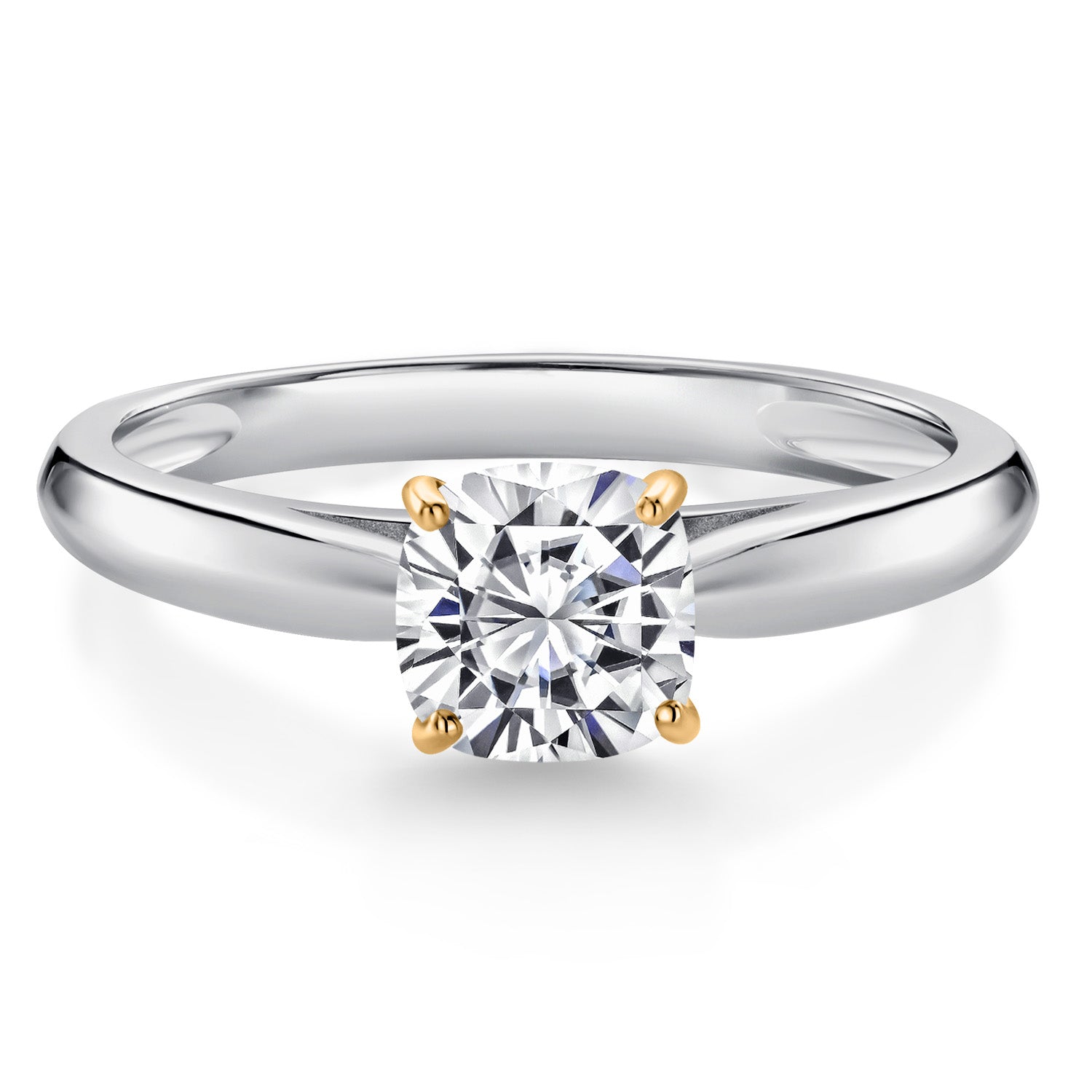 0.50 Ct Cushion Lab Grown Diamond 10K White and Yellow Gold Ring