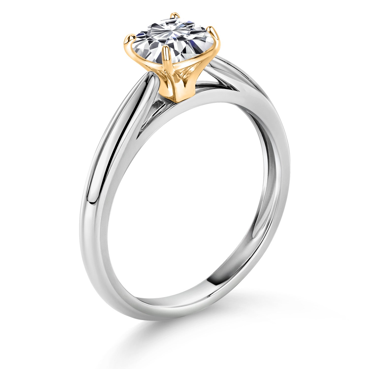 0.50 Ct Cushion Lab Grown Diamond 10K White and Yellow Gold Ring