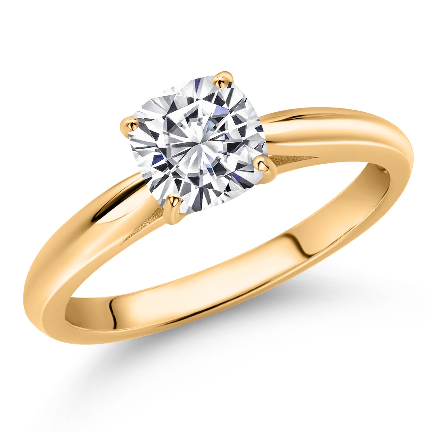 1/2 Ct 10K Yellow Gold 5MM Cushion Lab Grown Diamond Engagement Ring | Wedding Anniversary Promise Ring For Women | DEF Color | VVS-VS Clarity | Available In Size 5, 6, 7, 8, 9