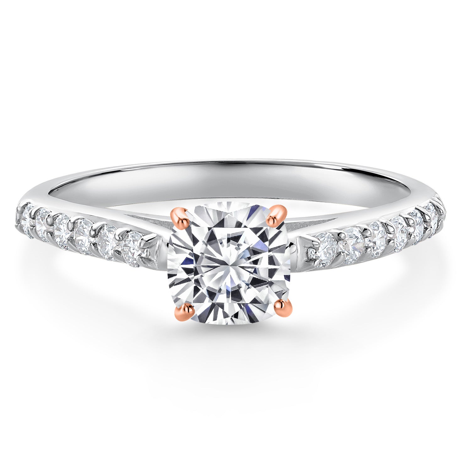 10K White and Rose Gold Lab Grown Diamond Engagement Ring For Women | 0.68 Cttw | DEF Color | VVS-VS Clarity | Cushion 5MM | Available In Size 5, 6, 7, 8, 9