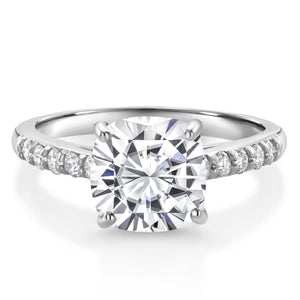 Moissanite and Lab Grown Diamond_5_Ring in 10K White Gold