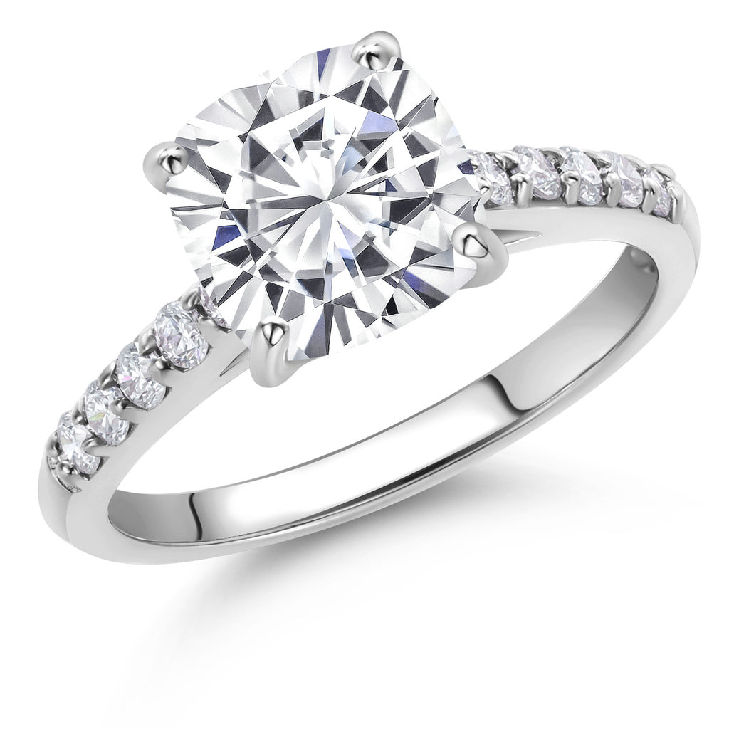 Moissanite and Lab Grown Diamond_5_Ring in 10K White Gold