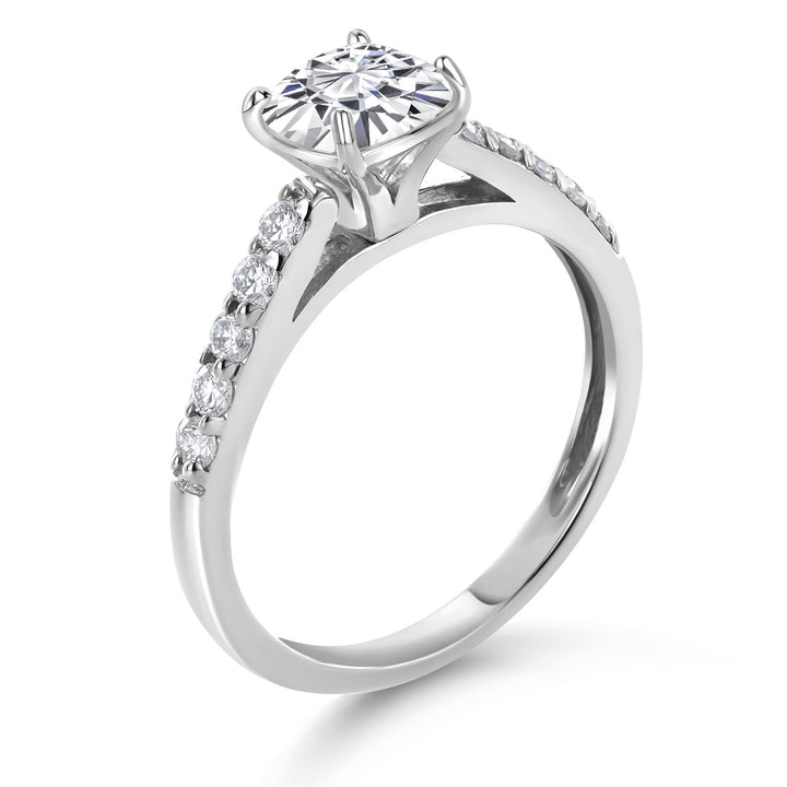 Moissanite and Lab Grown Diamond_5_Ring in 10K White Gold