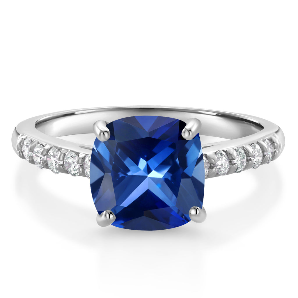 Blue Created Sapphire - September_7_Ring in 10K White Gold