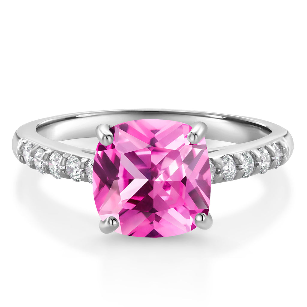 Pink Created Sapphire - September_5_Ring in 10K White Gold