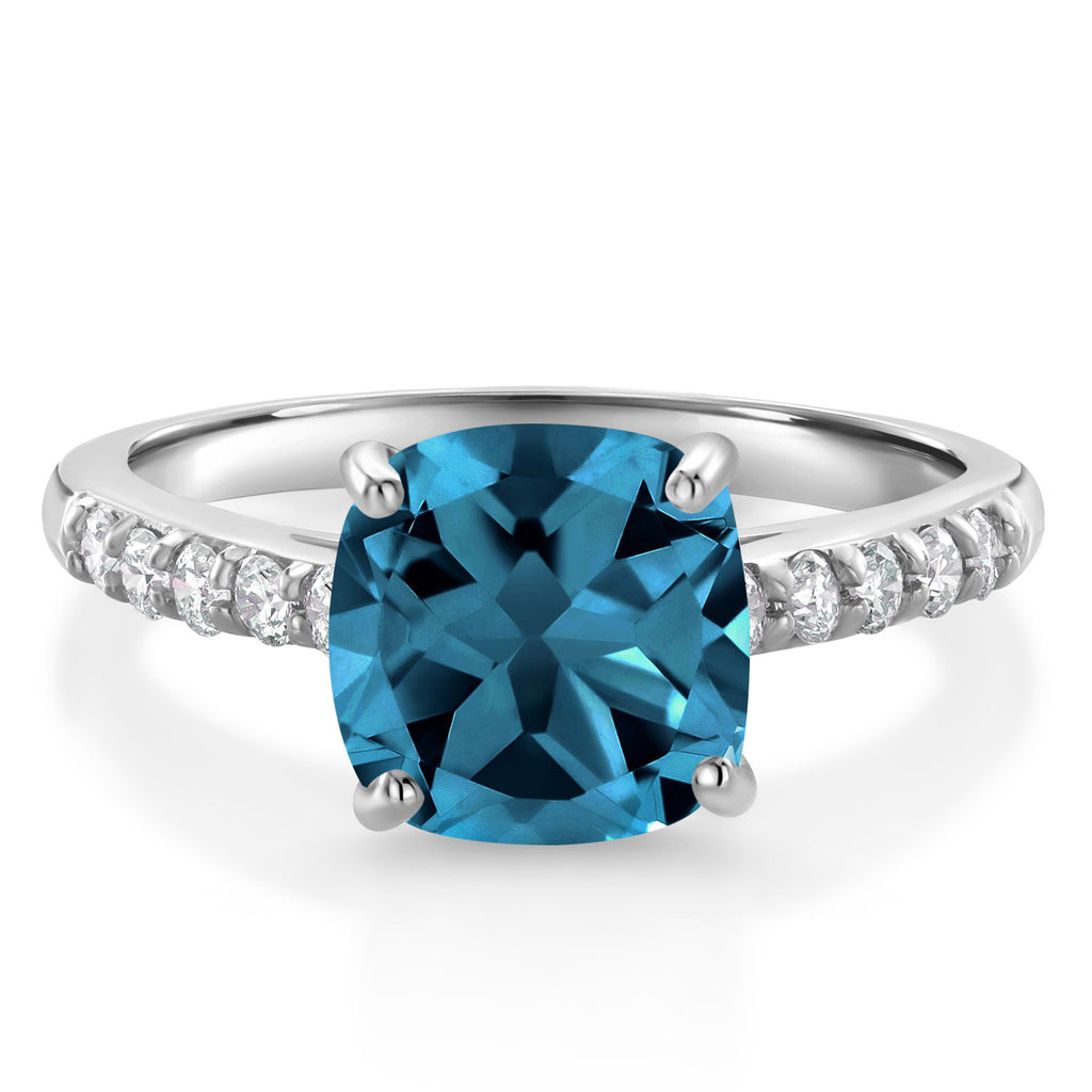 London Blue Topaz - November_8_Ring in 10K White Gold