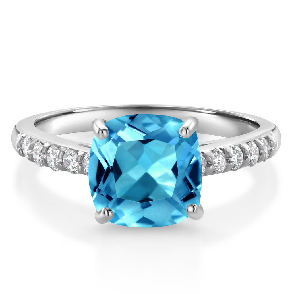 Swiss Blue Topaz - November_5_Ring in 10K White Gold