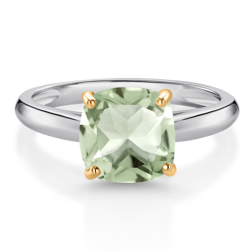 Prasiolite_Ring in 10K Two Tone Gold