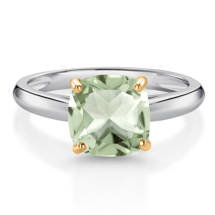 Prasiolite_Ring in 10K Two Tone Gold