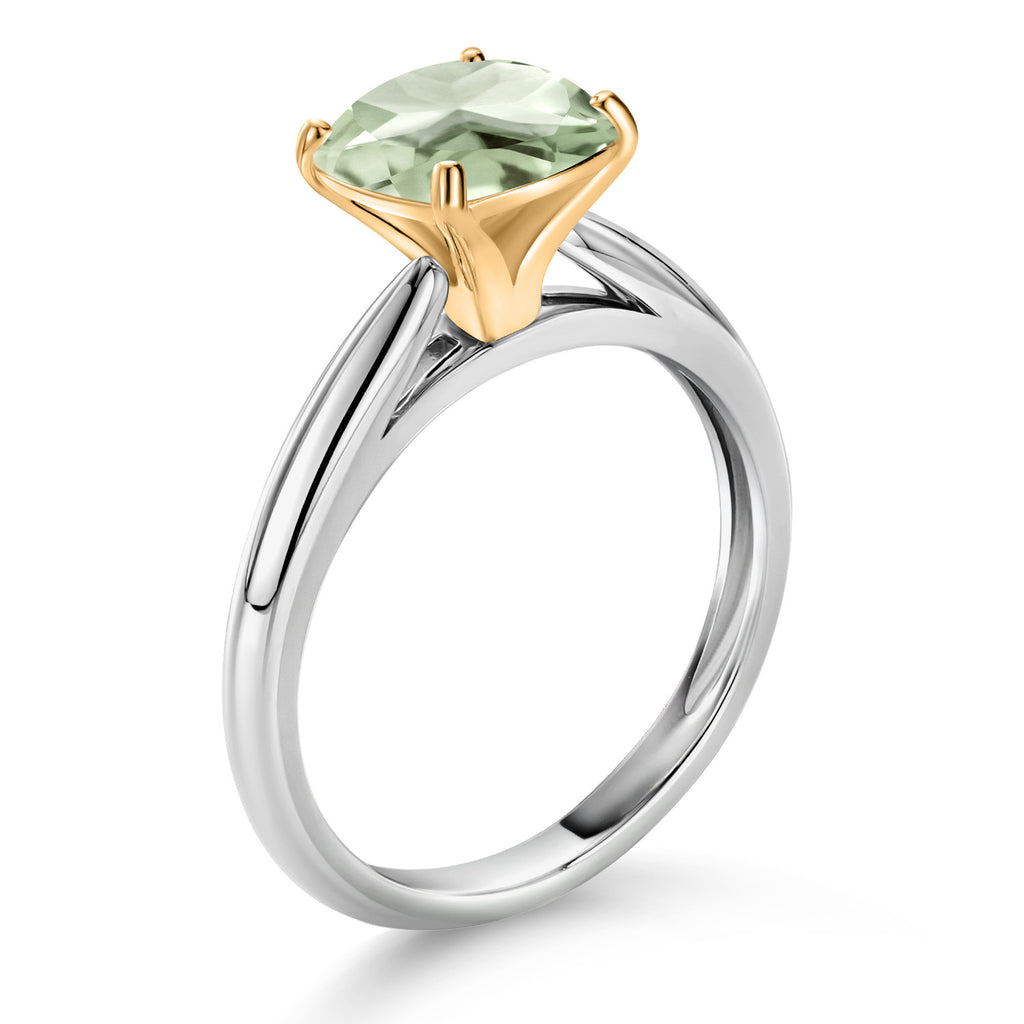 Prasiolite_Ring in 10K Two Tone Gold