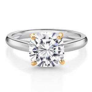 White Moissanite - April_5_Ring in 10K Two Tone Gold