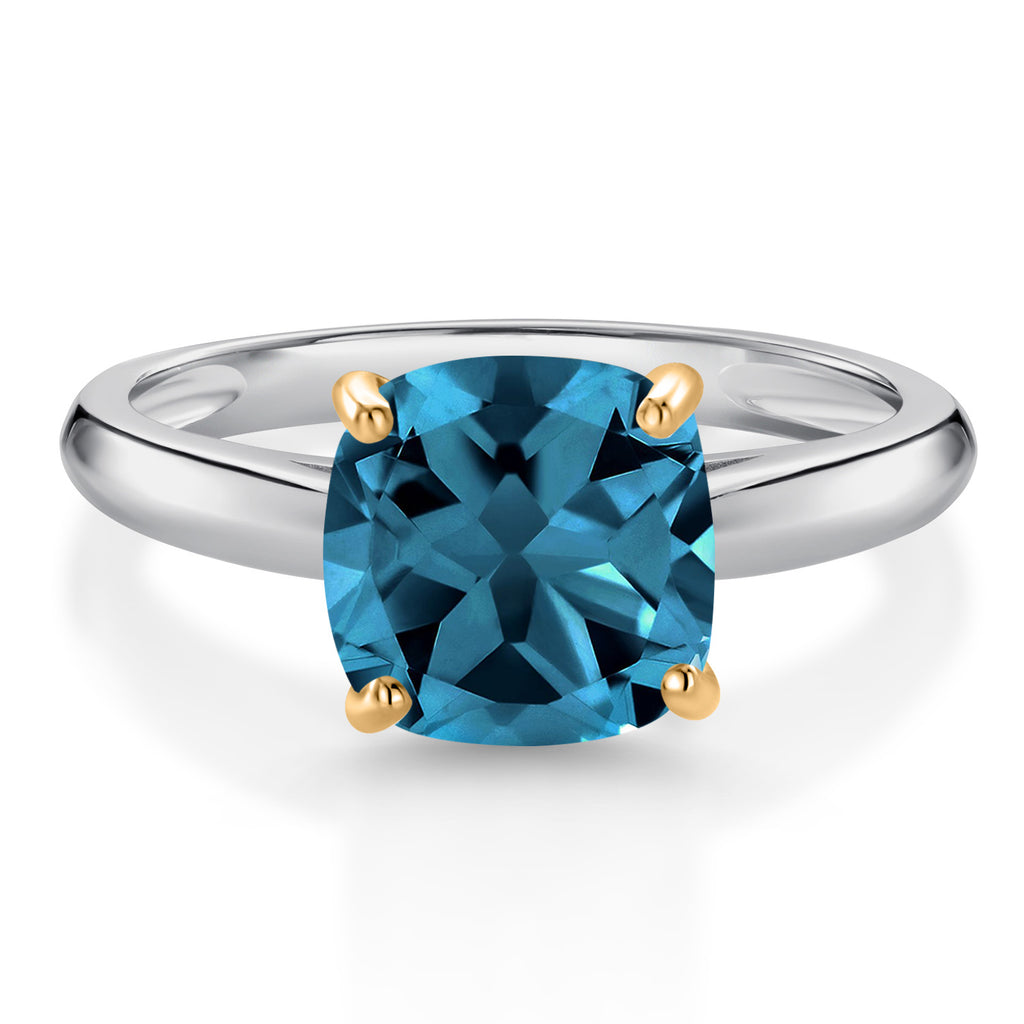 London Blue Topaz - November_8_Ring in 10K Two Tone Gold