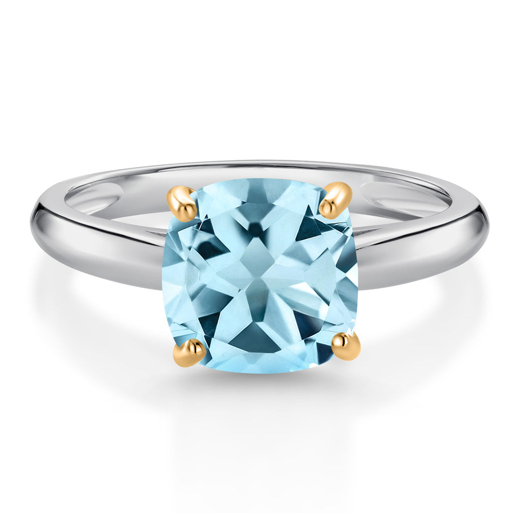 Sky Blue Topaz - November_6_Ring in 10K Two Tone Gold
