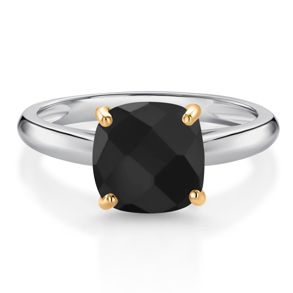 Onyx-Checkerboard - December_7_Ring in 10K Two Tone Gold