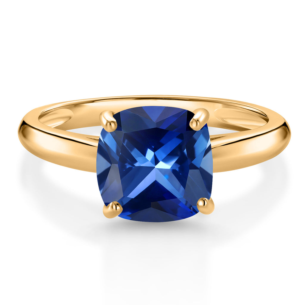 Blue Created Sapphire - September_9_Ring in 10K Yellow Gold