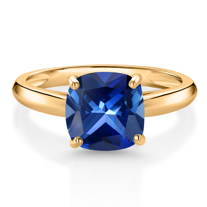 Blue Created Sapphire - September_9_Ring in 10K Yellow Gold
