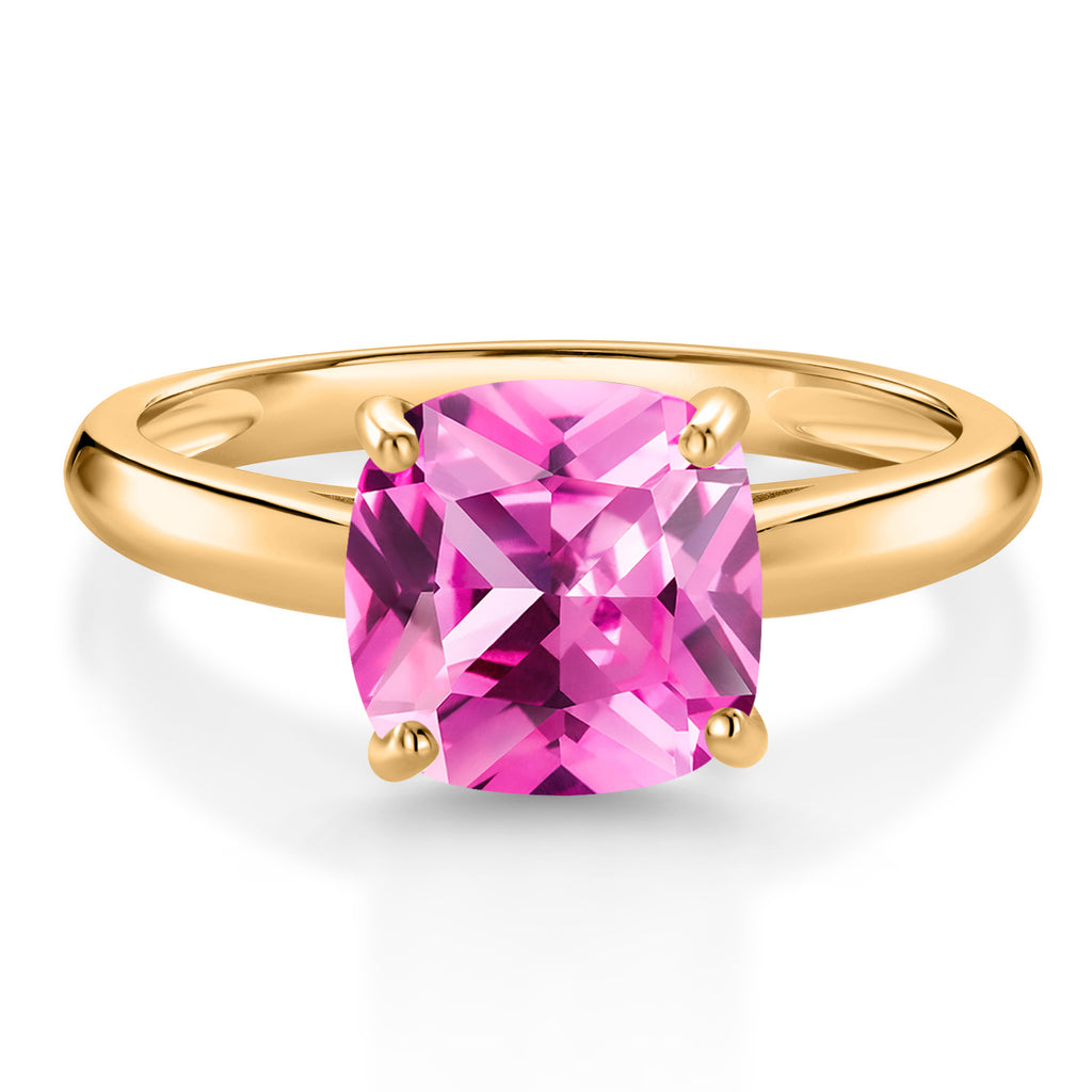 Pink Created Sapphire - September_8_Ring in 10K Yellow Gold
