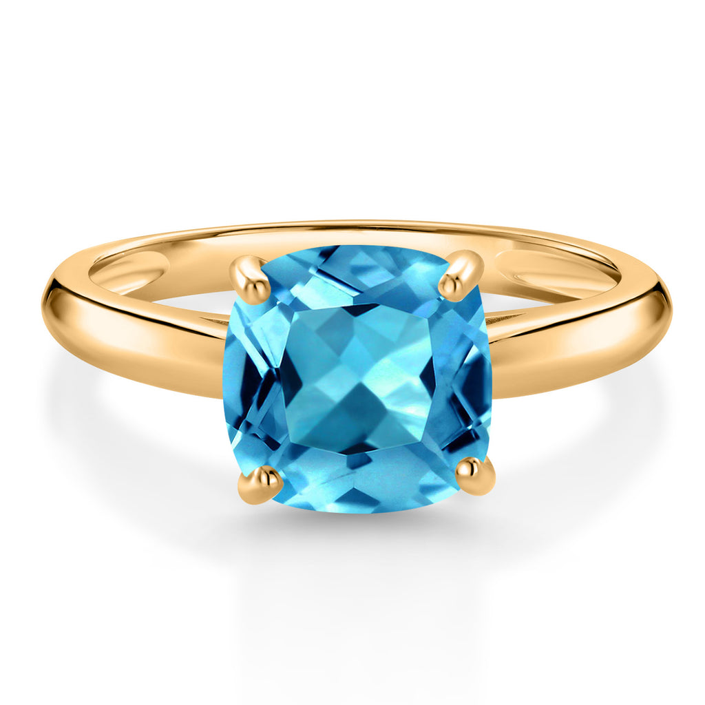 Swiss Blue Topaz - November_5_Ring in 10K Yellow Gold