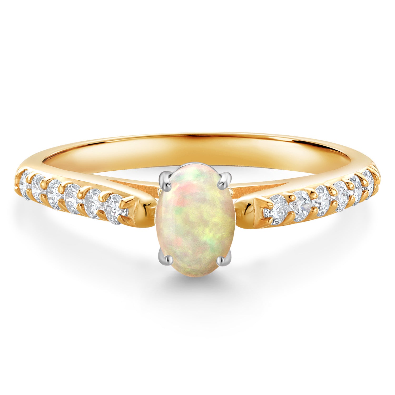 Ethiopian Opal-Cabochon - October_6_Ring in 10K Two Tone Gold