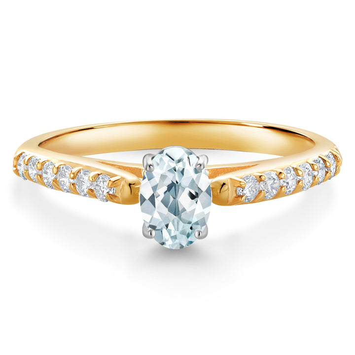 Aquamarine - March_5_Ring in 10K Two Tone Gold